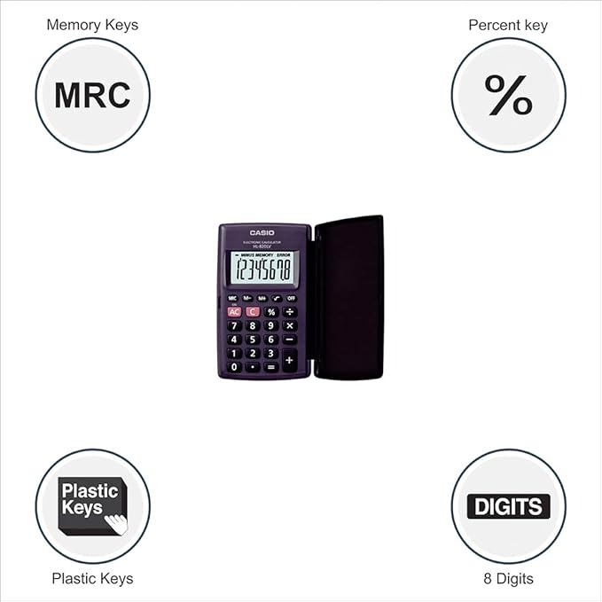 Casio HL820LV-BK Portable Calculator with Flip Cover