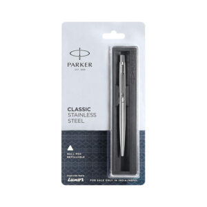Parker Classic Stainless Steel Chrome Trim Ball Pen| Ink Color - Blue |