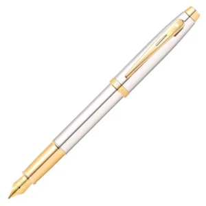 Sheaffer 100 E9340 Bright Chrome With Gold Tone Trim Fountain Pen