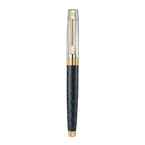 Sheaffer 300 E9347 Engraved Matt Black Barrel And Shiny Chrome Cap With PVD Gold Trims Roller Ball Pen