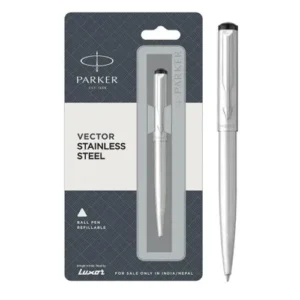 PARKER VECTOR STAINLESS STEEL| BLUE INK