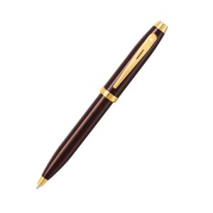 Sheaffer 100 E9370 Coffee Brown With PVD Gold Trim Ball Pen