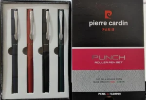 Pierre Cardin Punch Roller Pen Set, 4 Colours - Blue, Black, Red, Green