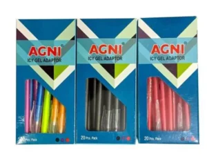AGNI ICY Gel Adaptor Ballpoint Pens | Smooth Writing | Multicolour | Pack of 20