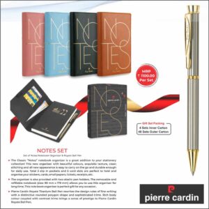 Pierre Cardin Notes Gift Set | Premium Leather Finish Notebook with Elegant Pen