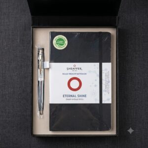 Sheaffer Gift Set ft. Glossy Black G9340 Ballpoint Pen with Gold Tone Trim and Medium Notebook