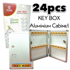 Kebica 24 Key Metal Cabinet Security Box with Lock, Silver, Wall Mount