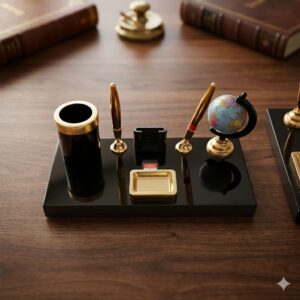 Kebica Compartments Acrylic Model PS-202G Pen stand with Globe