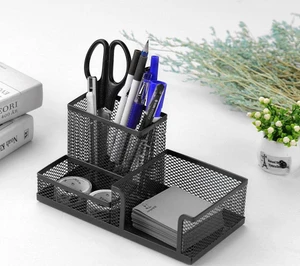 Kebica Pen Stand NO- Z300/ 3 Compartments Metal Mesh Desk Organizer Stationary item