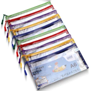 SOLO Transparent Stationery Pouch, Students Clear Zippers, Plastic Pencil Case, Waterproof PVC Pen Pouches, Multipurpose Kids Clear School Kit, Large Capacity - Pack of 10